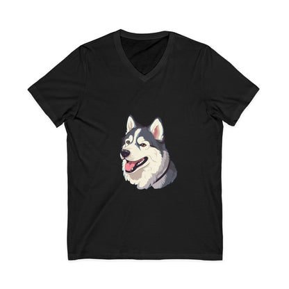 Malamute Head Unisex Short Sleeve V-Neck Tee