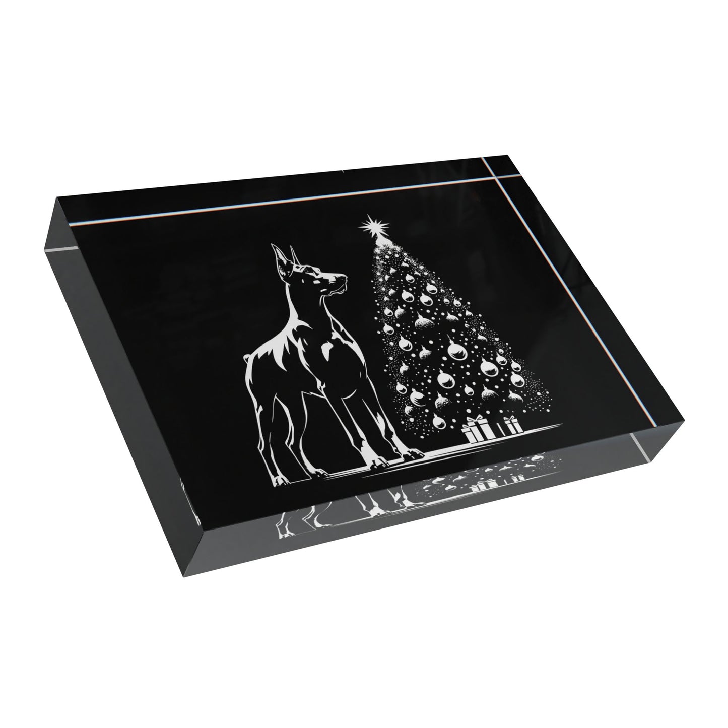 Doberman Christmas Tree Acrylic Photo Block