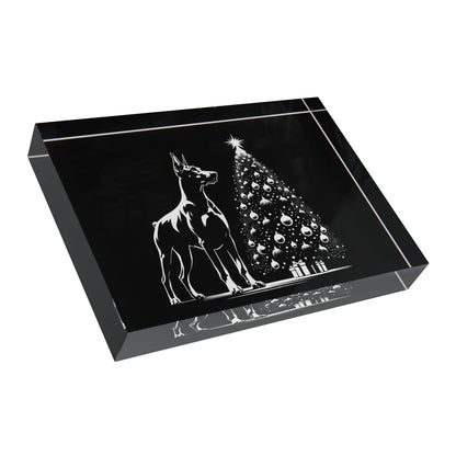 Doberman Christmas Tree Acrylic Photo Block