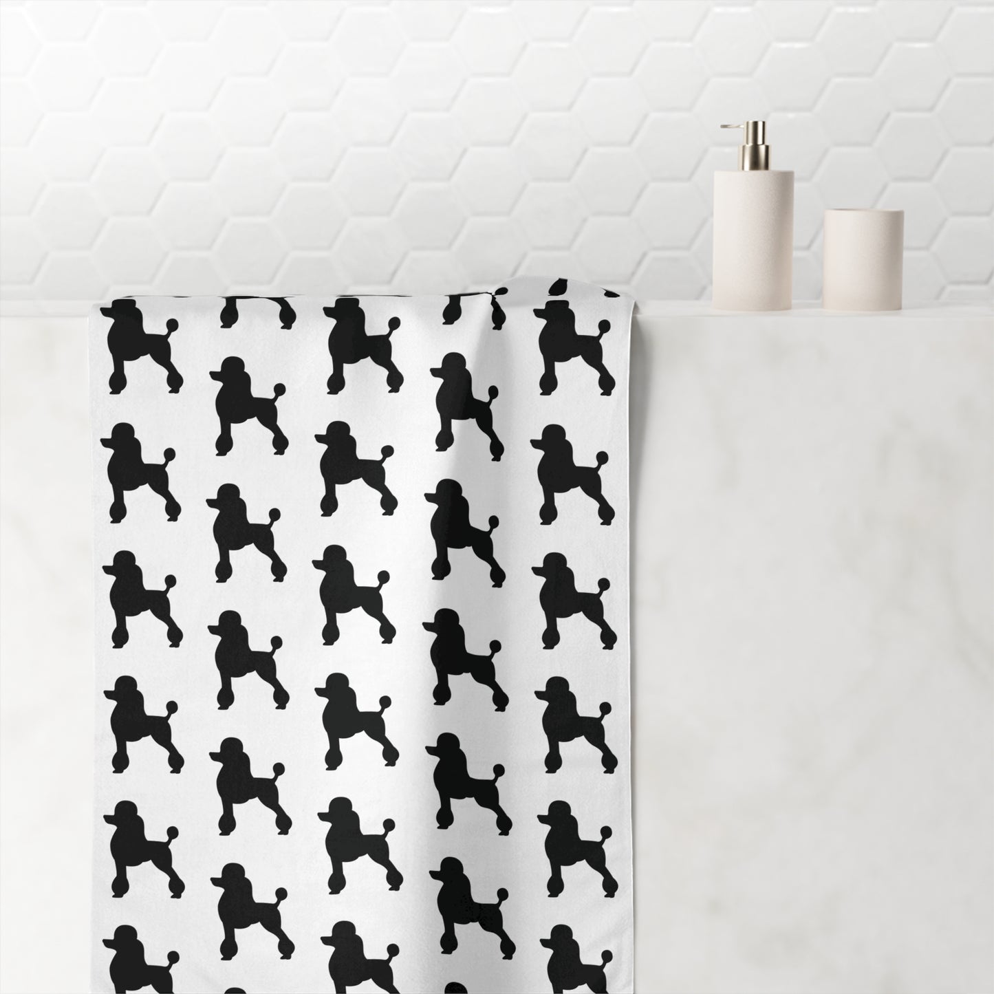 Poodle Silhouette Mink-Cotton  Beach Towel