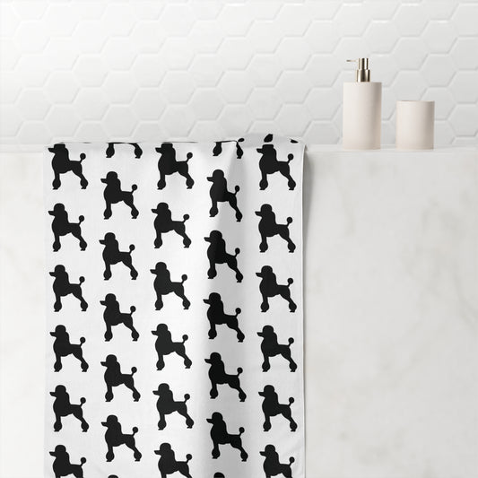 Poodle Silhouette Mink-Cotton  Beach Towel