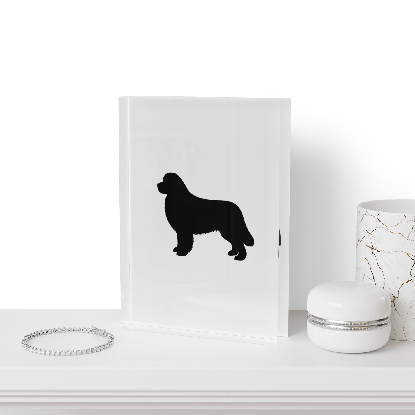 Newfie Silhouette Acrylic Photo Block