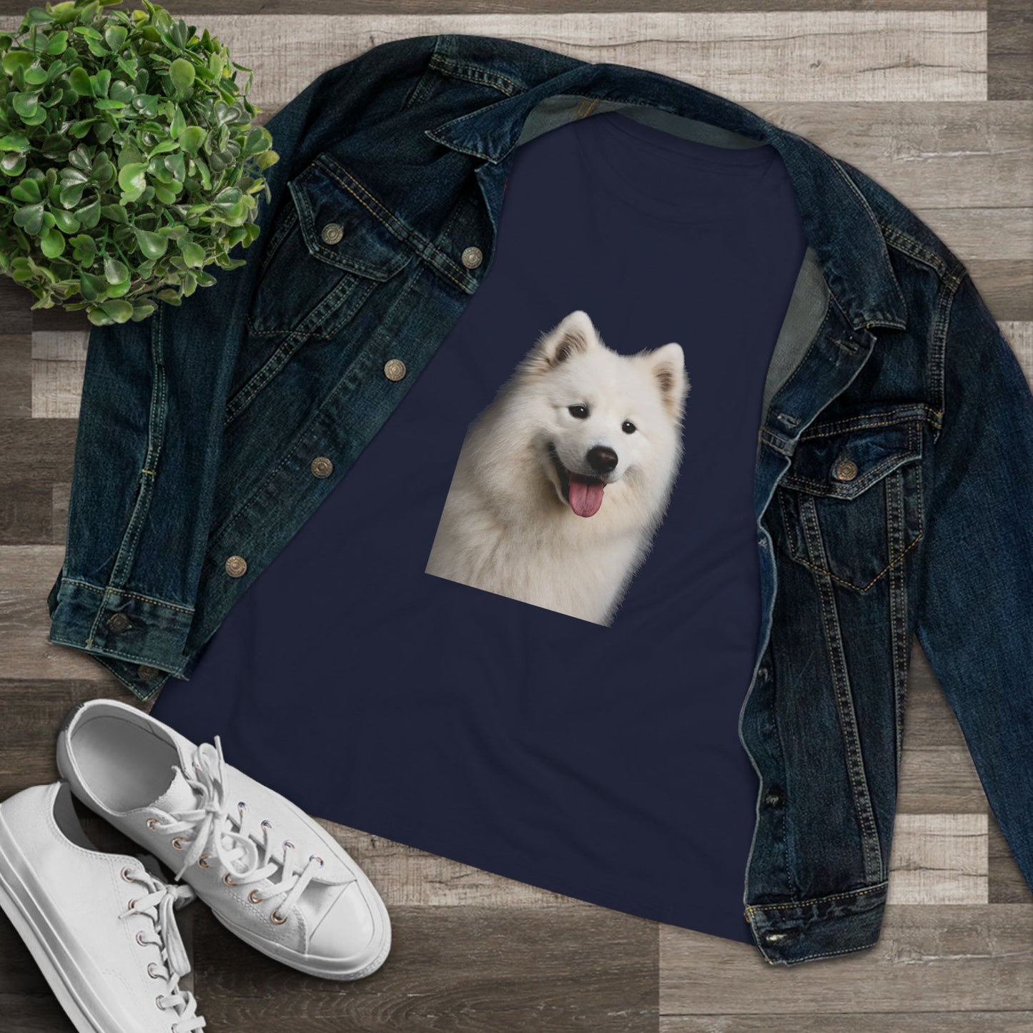 Samoyed Head Women's Short Sleeve Crewneck Tee