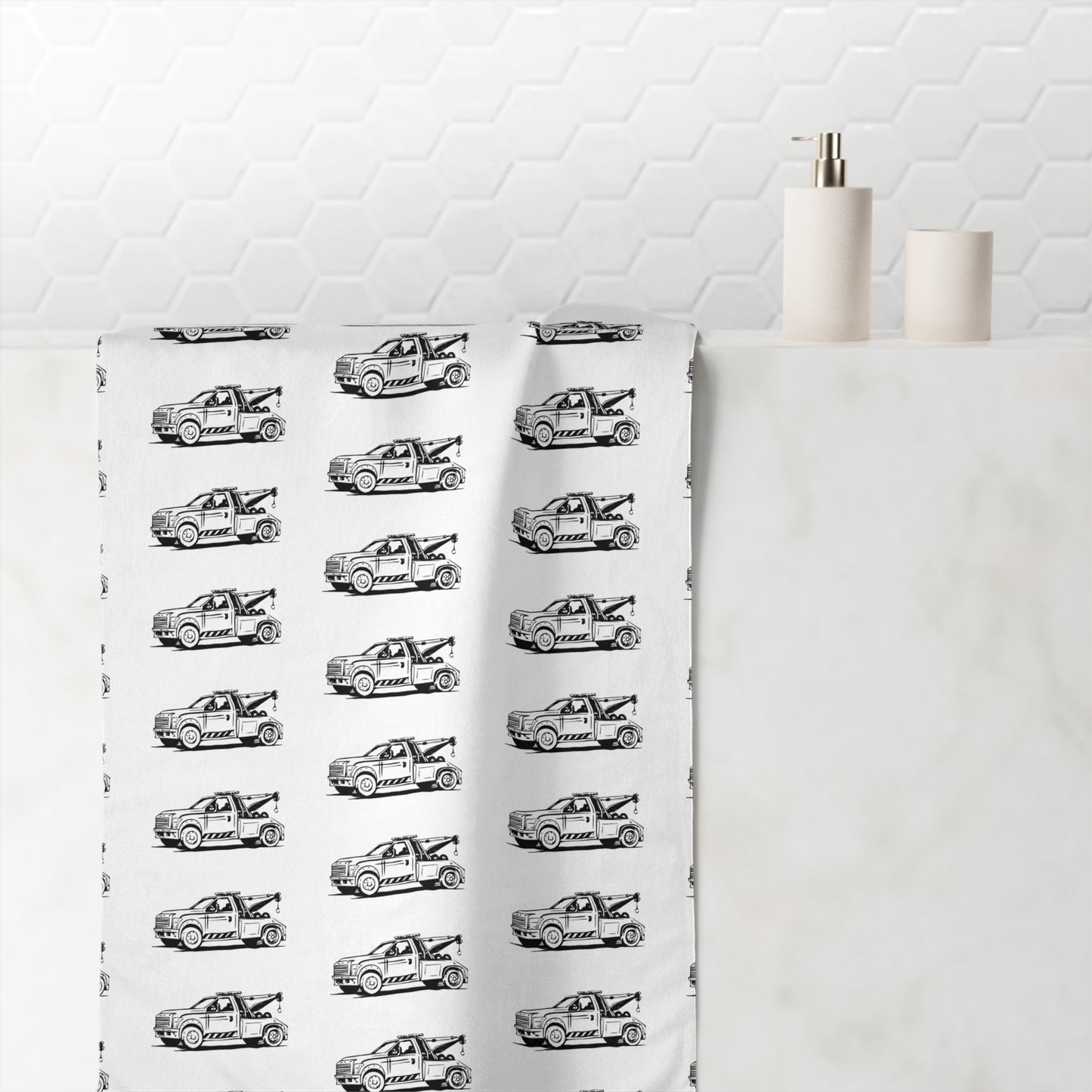 Wheel Lift Tow Truck Mink-Cotton  Beach Towel