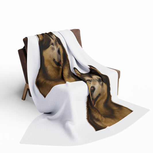 Malamute Head Arctic Fleece Blanket