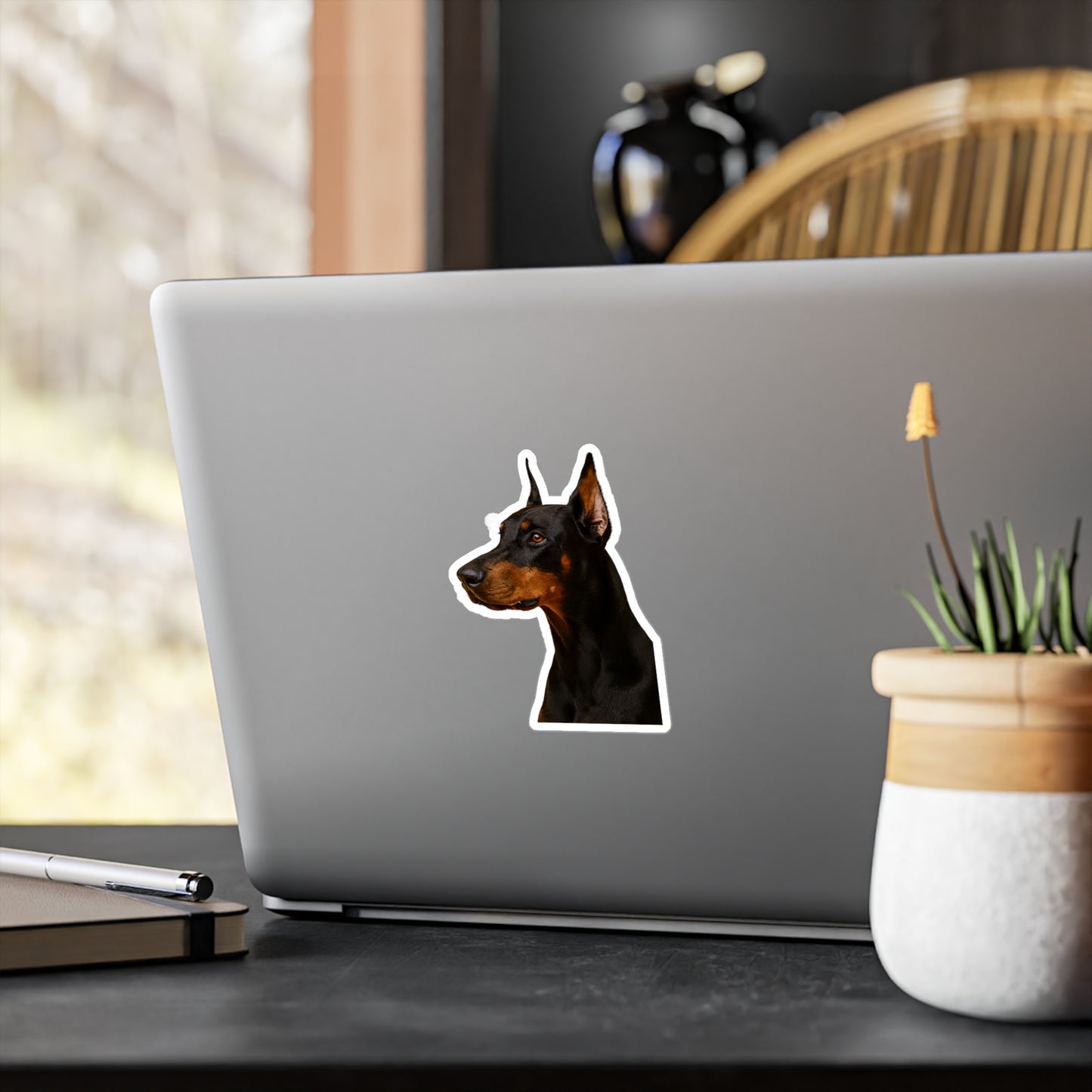 Doberman Head Vinyl Decal
