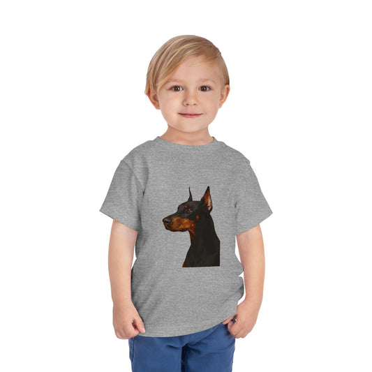 Doberman Head Toddler Unisex Short Sleeve Crewneck Tee