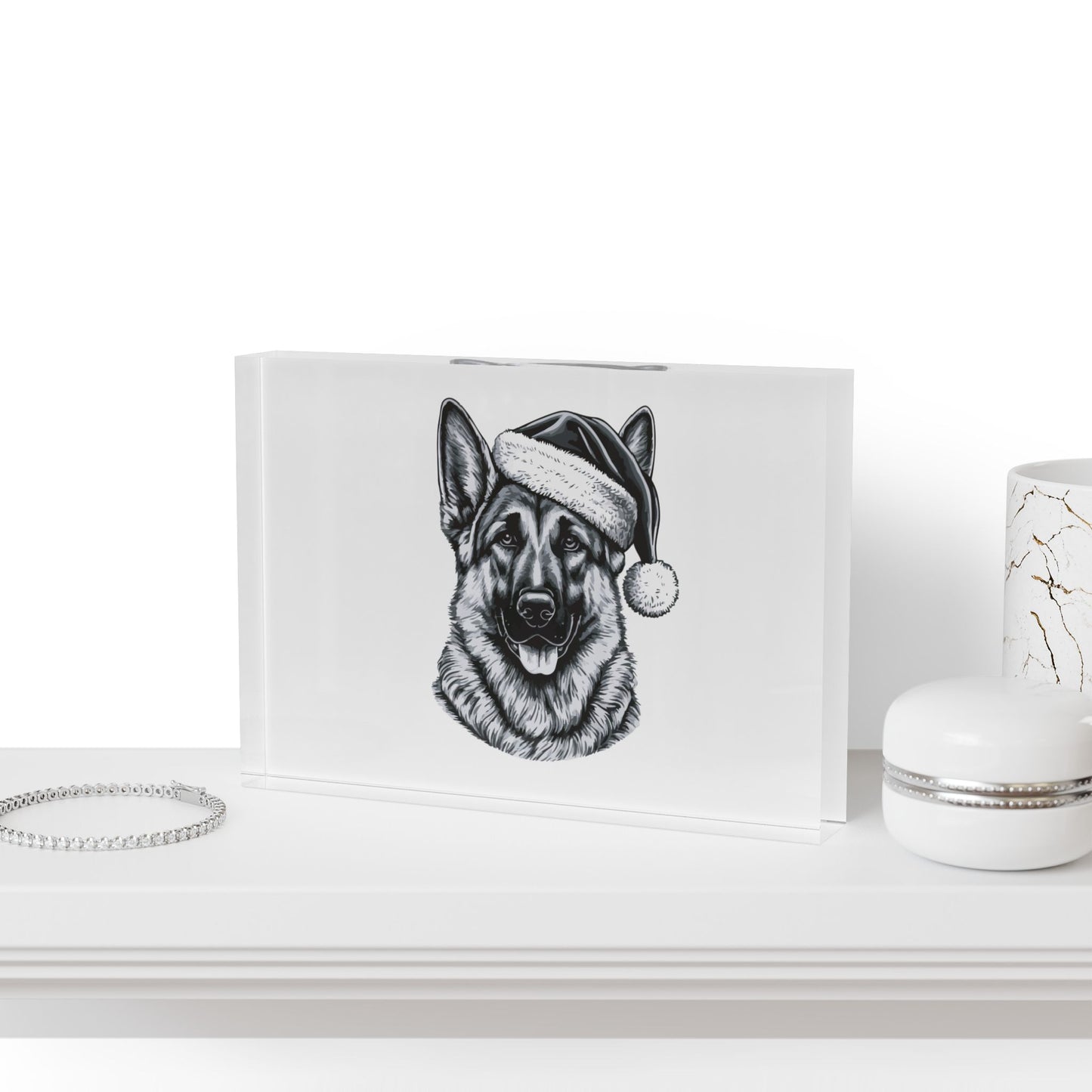 Santa Paws German Shepherd Acrylic Photo Block