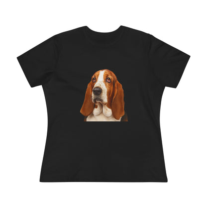 Basset Head Women's Short Sleeve Crewneck Tee