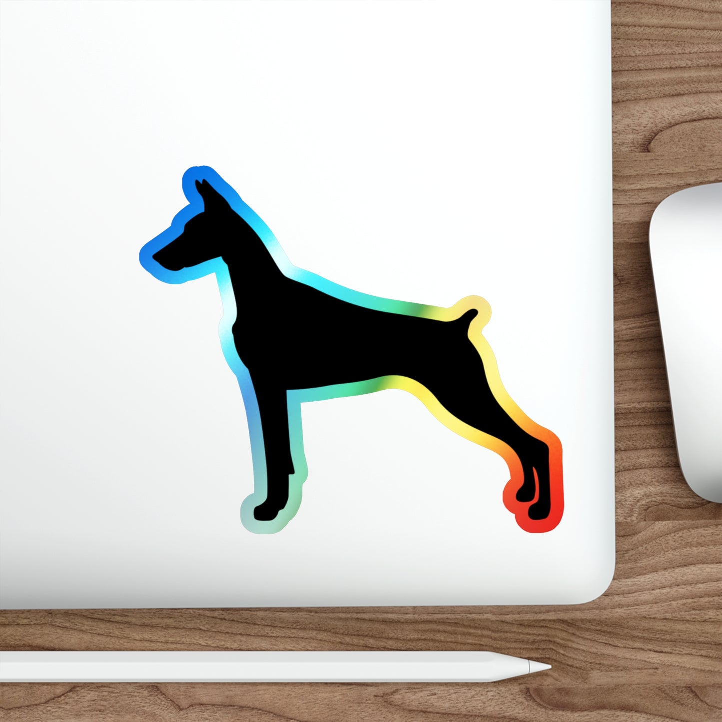 Doberman Silhouette Holographic Sticker