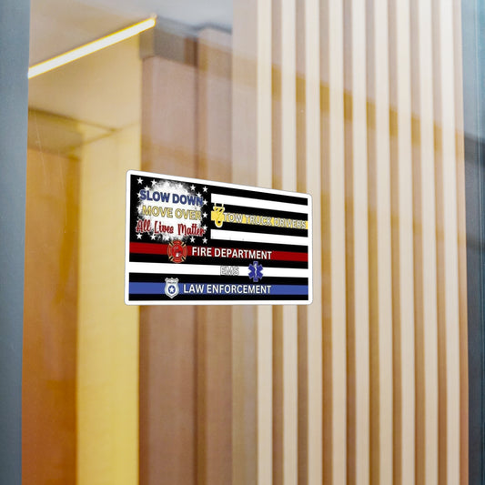 Slow Down Move Over Flag Vinyl Decal