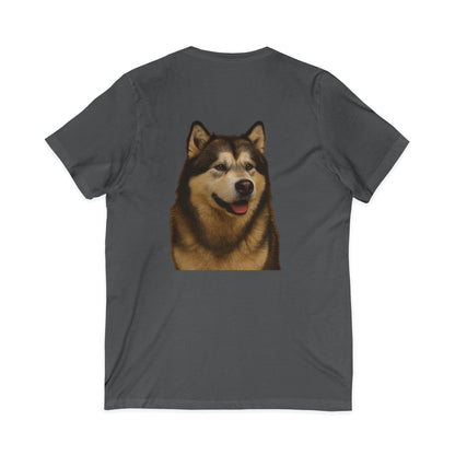 Malamute Head Unisex Short Sleeve V-Neck Tee