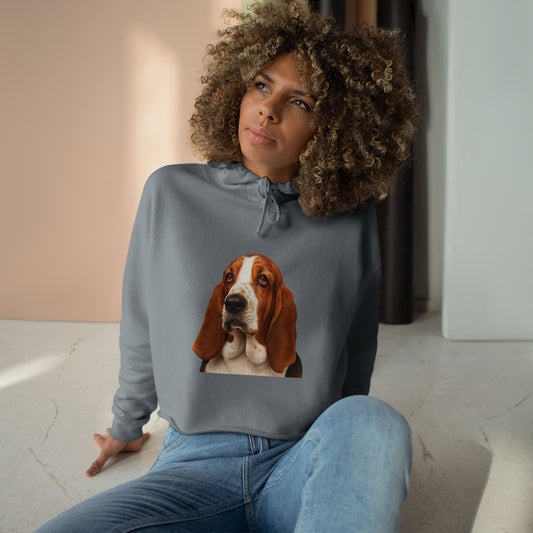 Basset Head Women's Crop Hoodie