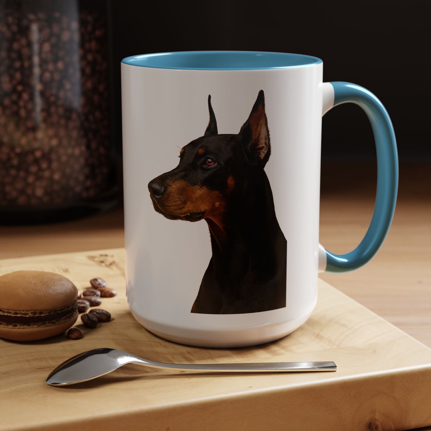 Doberman Head 2-Tone Coffee Mug