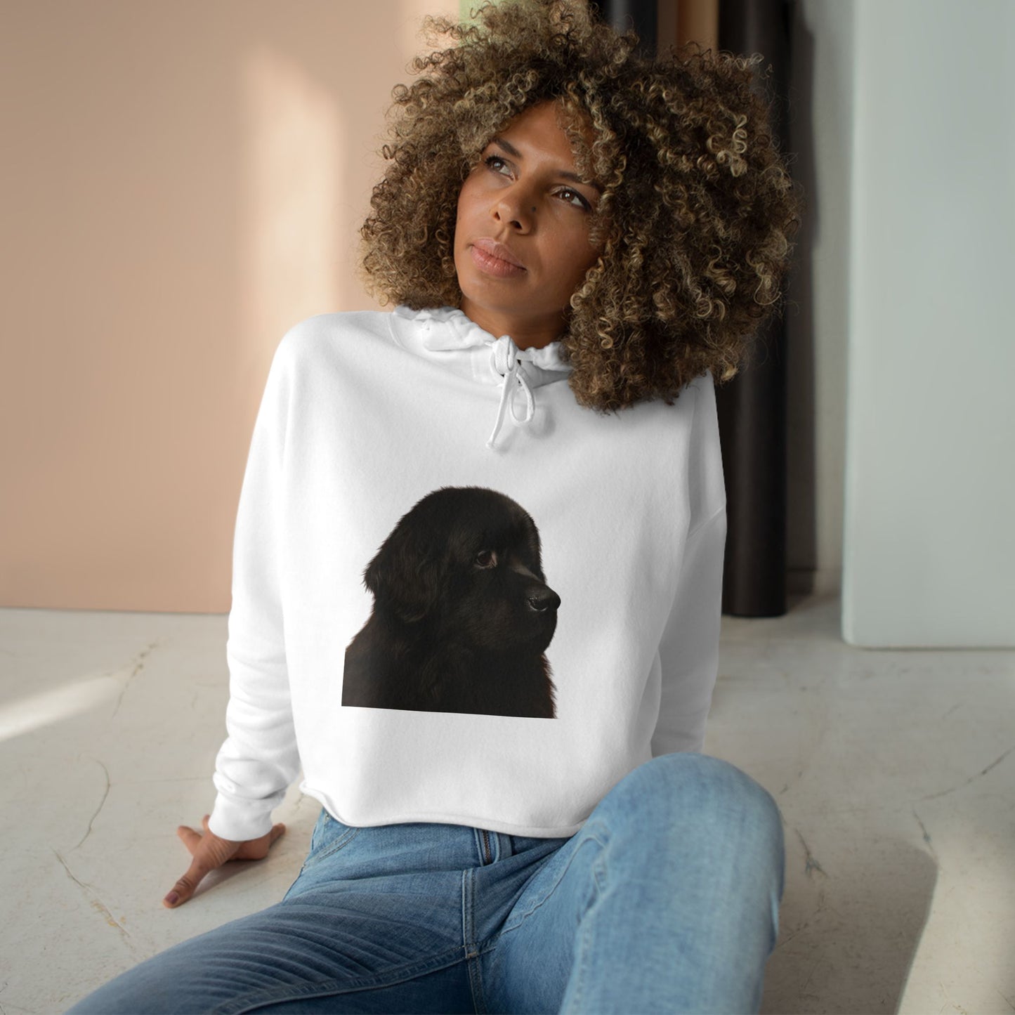 Newfie Head Women's Crop Hoodie