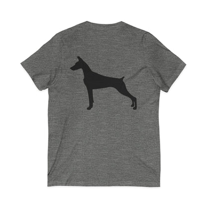 Doberman Silhouette Unisex Short Sleeve V-Neck Tee