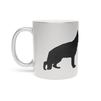 German Shepherd Silhouette Metallic Coffee Mug