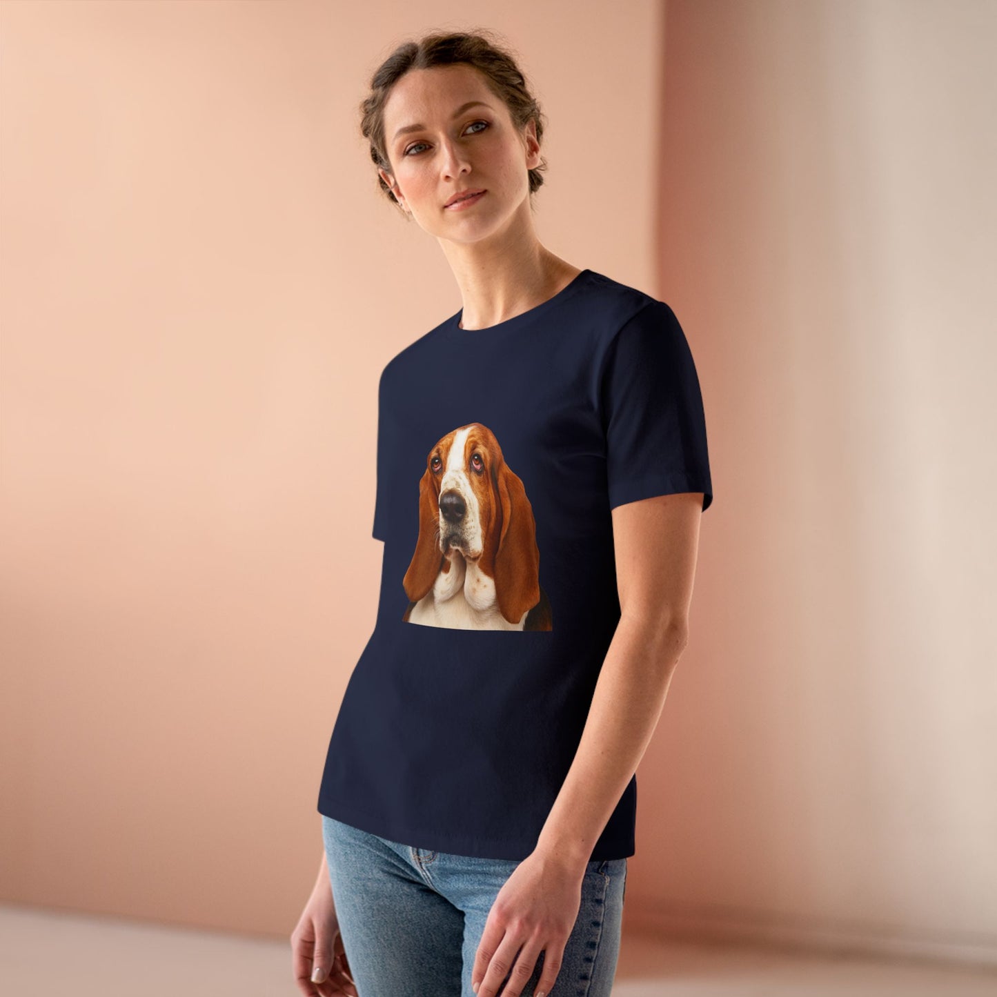 Basset Head Women's Short Sleeve Crewneck Tee