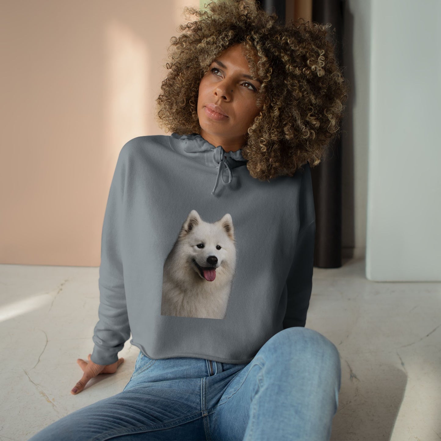 Samoyed Head Women's Crop Hoodie