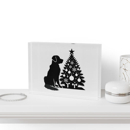 Golden Christmas Tree Acrylic Photo Block