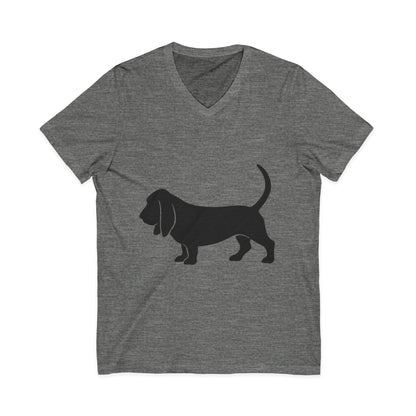 Basset Hound Silhouette Unisex Short Sleeve V-Neck Tee
