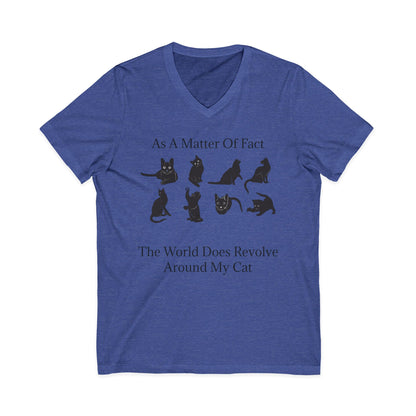 Matter Of Fact Cat Unisex Short Sleeve V-Neck Tee