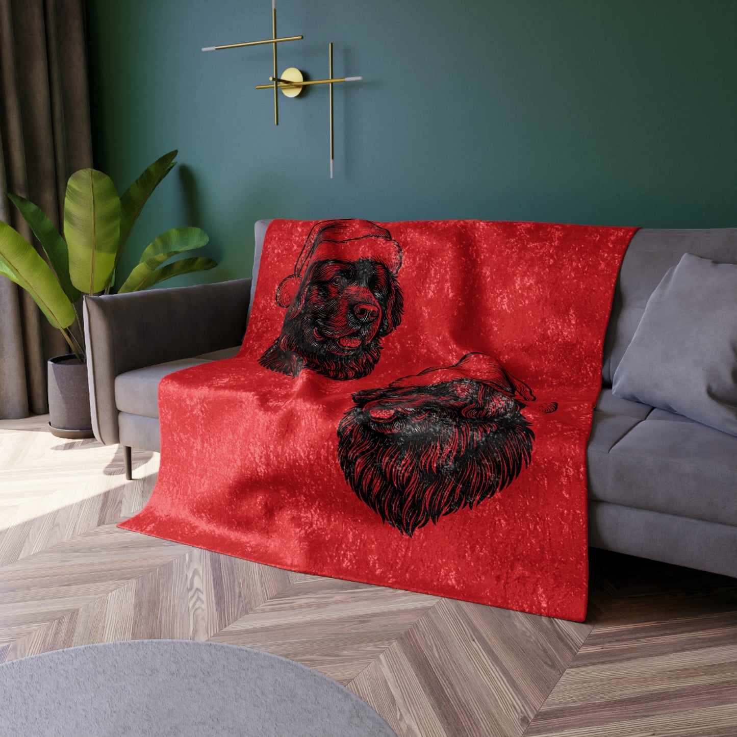 Santa Paws Newfie Crushed Velvet Blanket