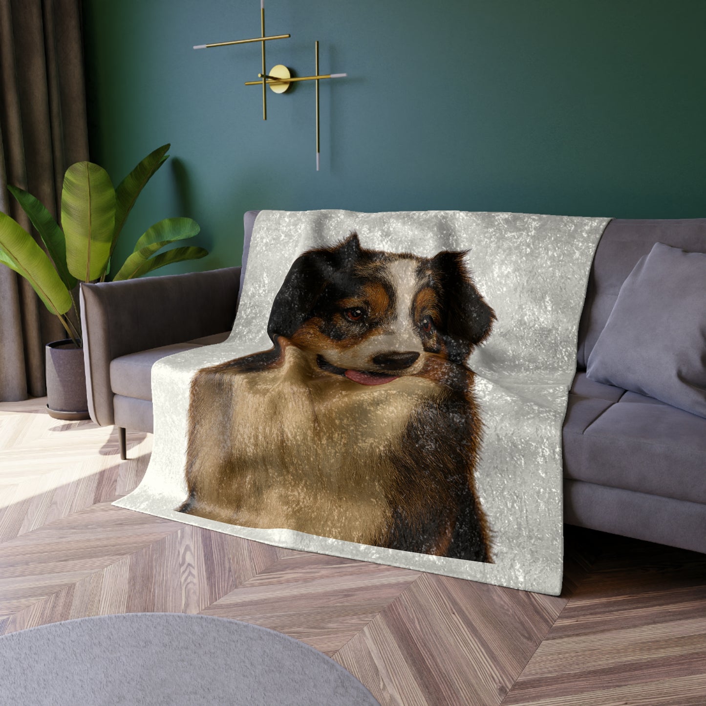 Aussie Head Crushed Velvet Blanket