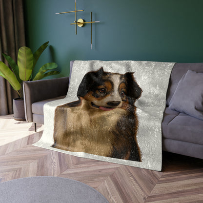 Aussie Head Crushed Velvet Blanket