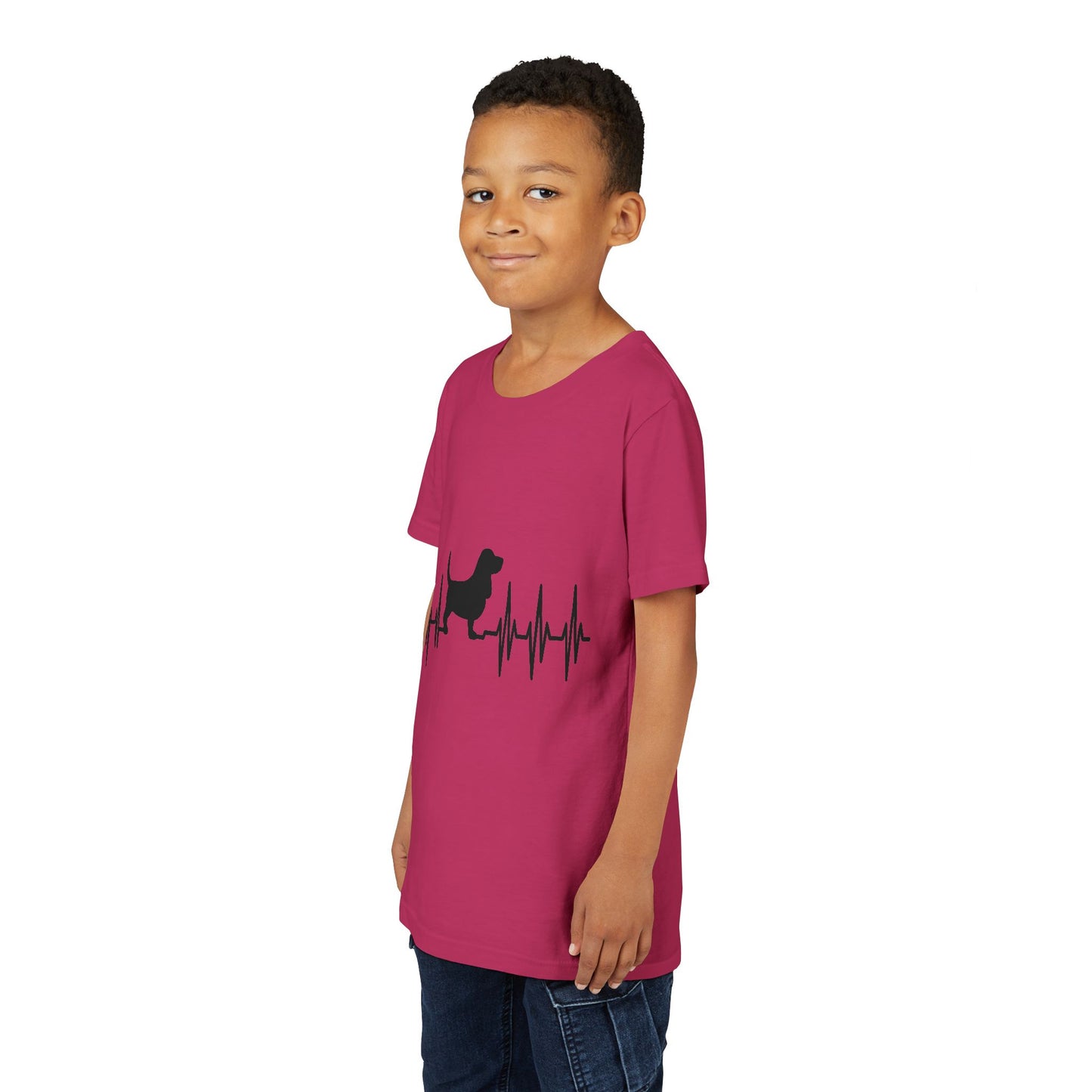 My Heart Beats For Bassets Youth Unisex Short Sleeve Crewneck Tee