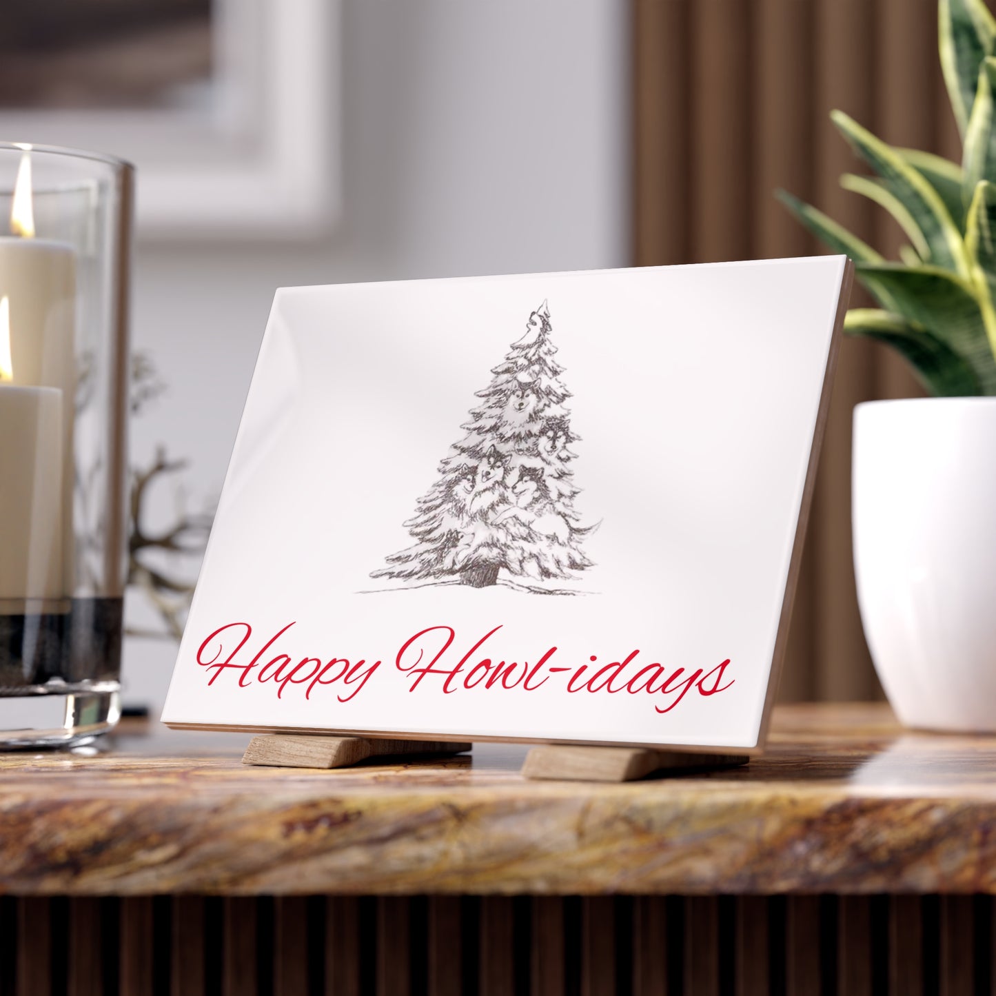 Happy Howl-idays Ceramic Photo Tile