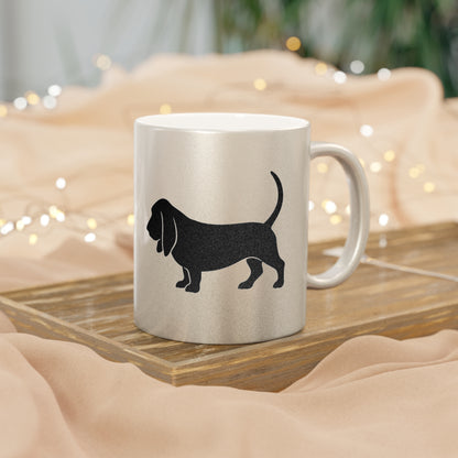 Basset Silhouette Metallic Coffee Mug