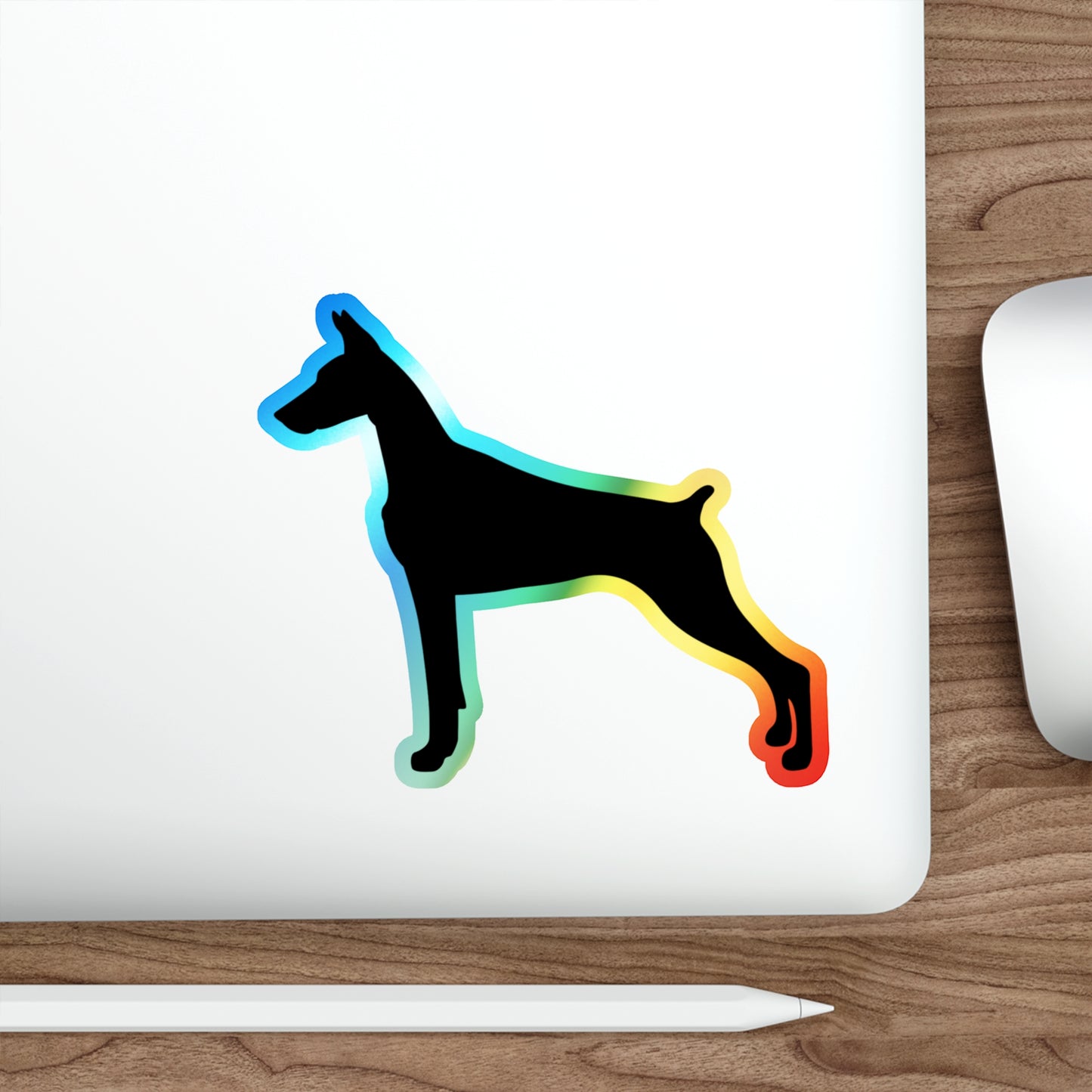 Doberman Silhouette Holographic Sticker