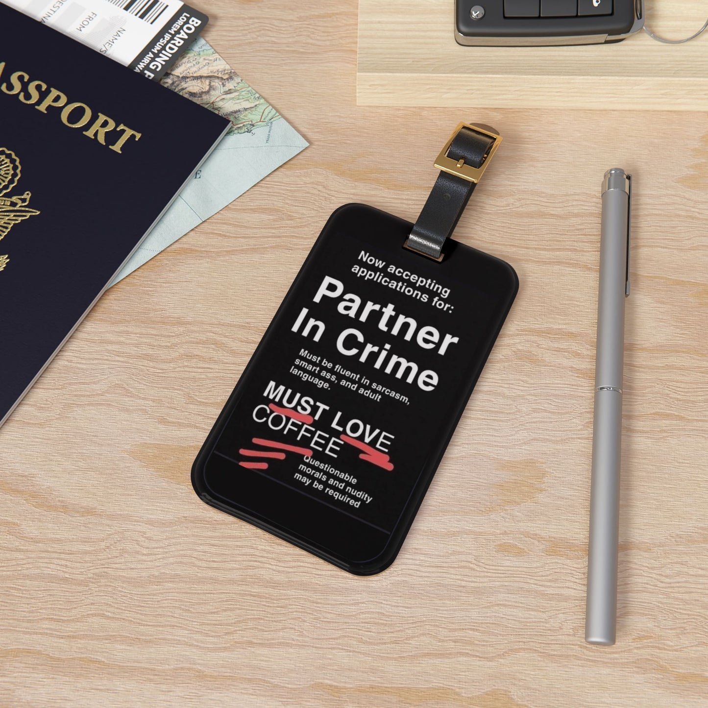 Partner In Crime Leather Strap Luggage Tag