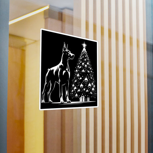 Doberman Christmas Tree Vinyl Decal