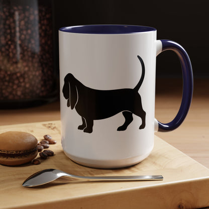 Basset Silhouette 2-Tone Coffee Mug