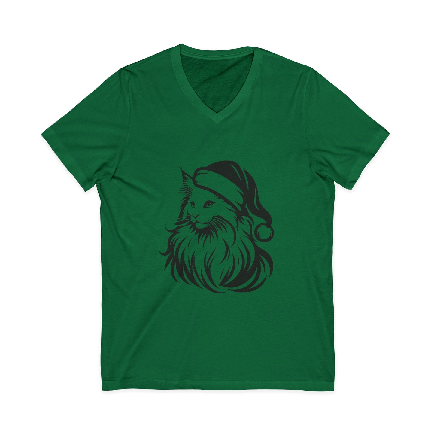Santa Paws Cat Unisex Short Sleeve V-Neck Tee