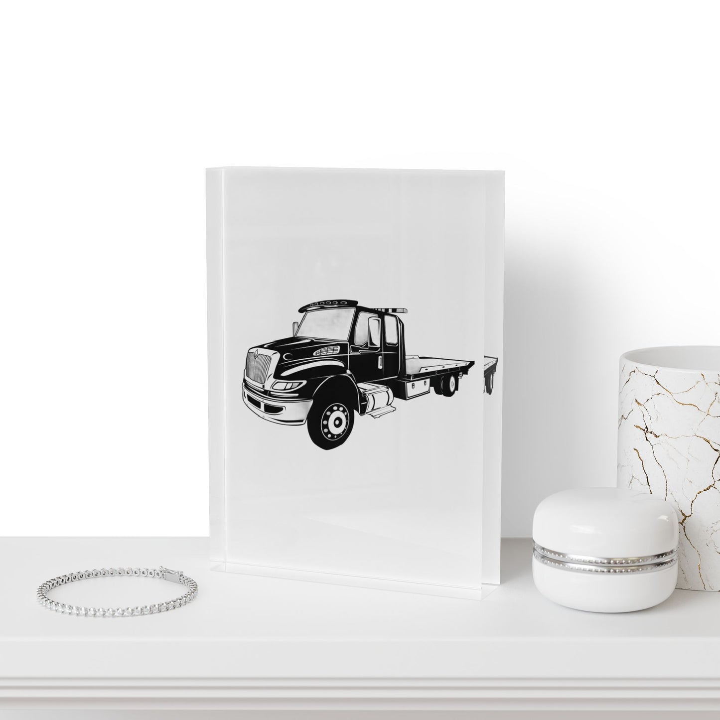 Flatbed Tow Truck Acrylic Photo Block
