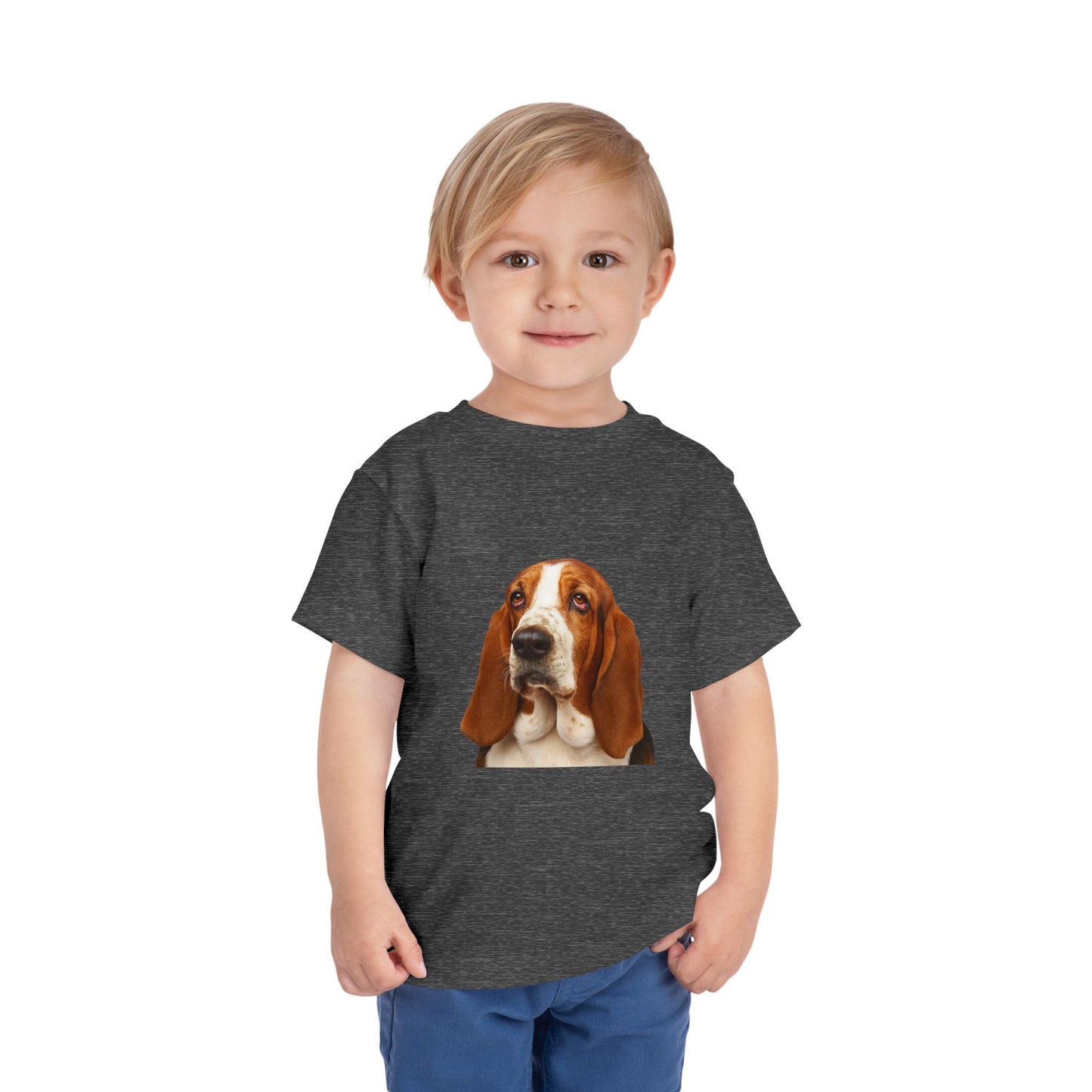Basset Head Toddler Unisex Short Sleeve Crewneck Tee