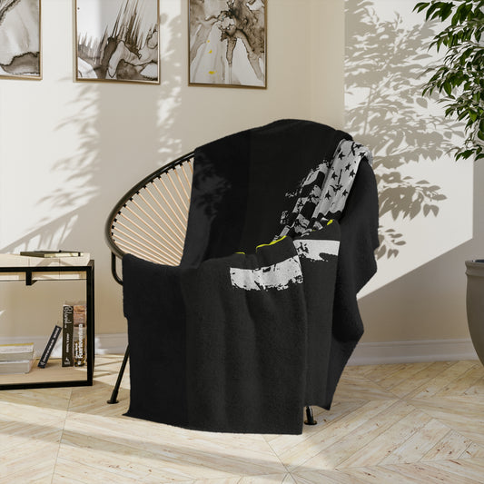 Thin Yellow Line Velveteen Microfiber Blanket