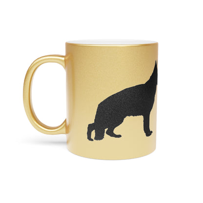 German Shepherd Silhouette Metallic Coffee Mug