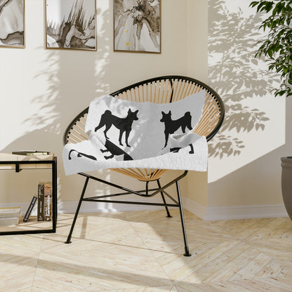 Basenji Silhouette Velveteen Microfiber Blanket