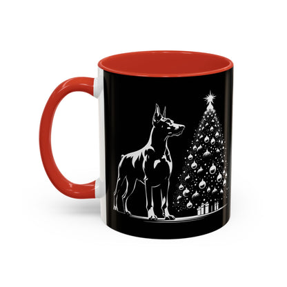 Doberman Christmas Tree 2-Tone Coffee Mug