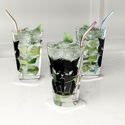 Angry Cat Drinking Glass