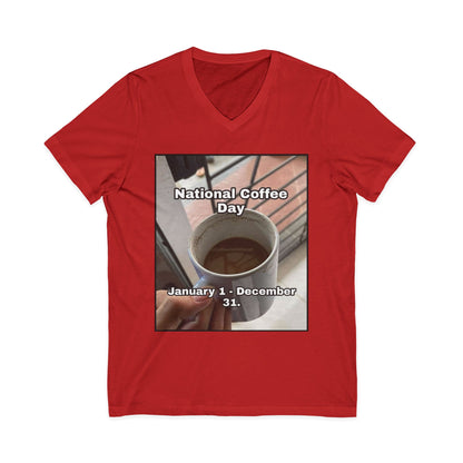 National Coffee Day Unisex Short Sleeve V-Neck Tee
