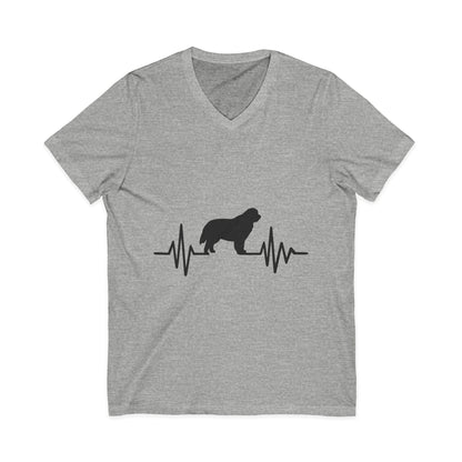 My Heart Beats For Newfies Unisex Short Sleeve V-Neck Tee