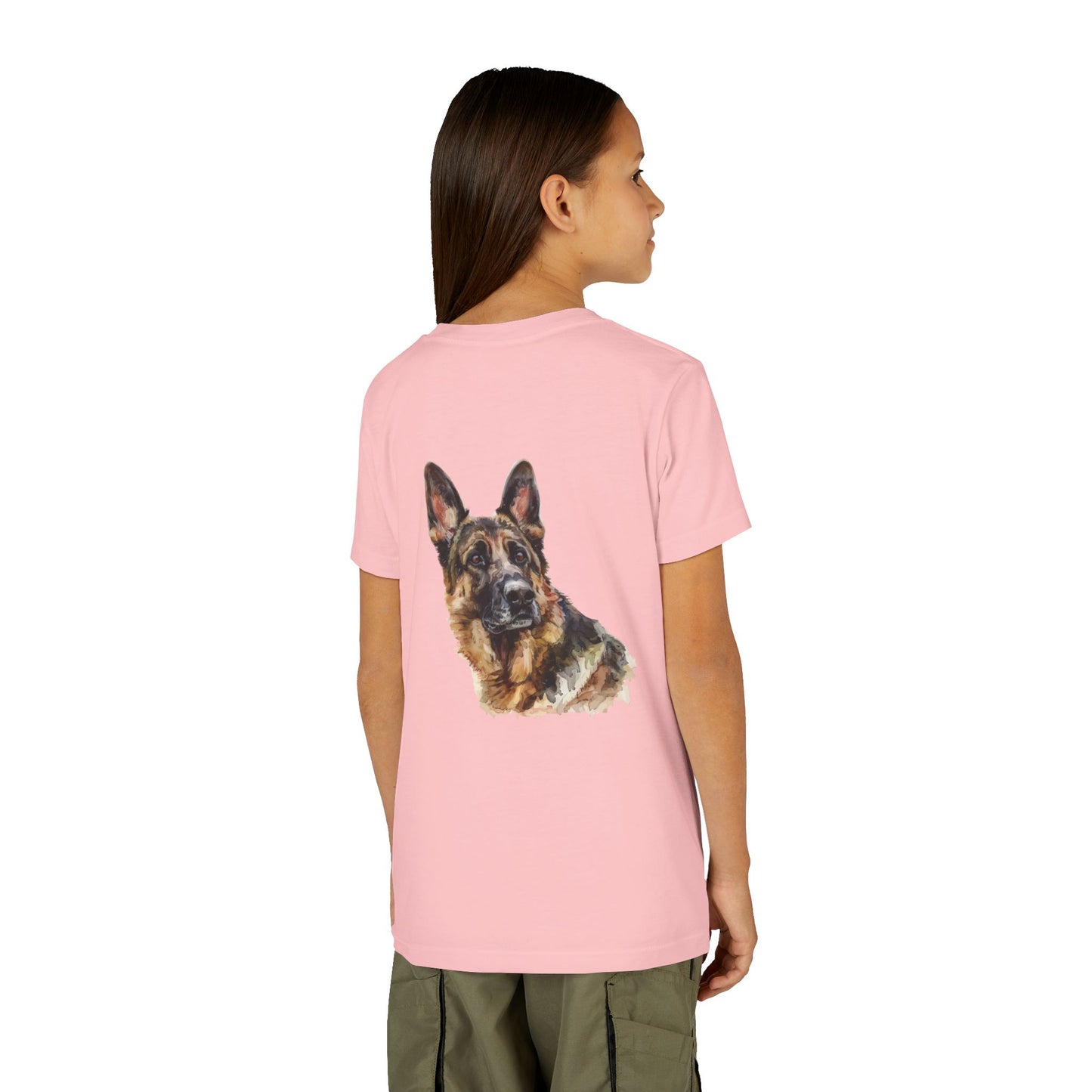 German Shepherd Head Youth Unisex Short Sleeve Crewneck Tee