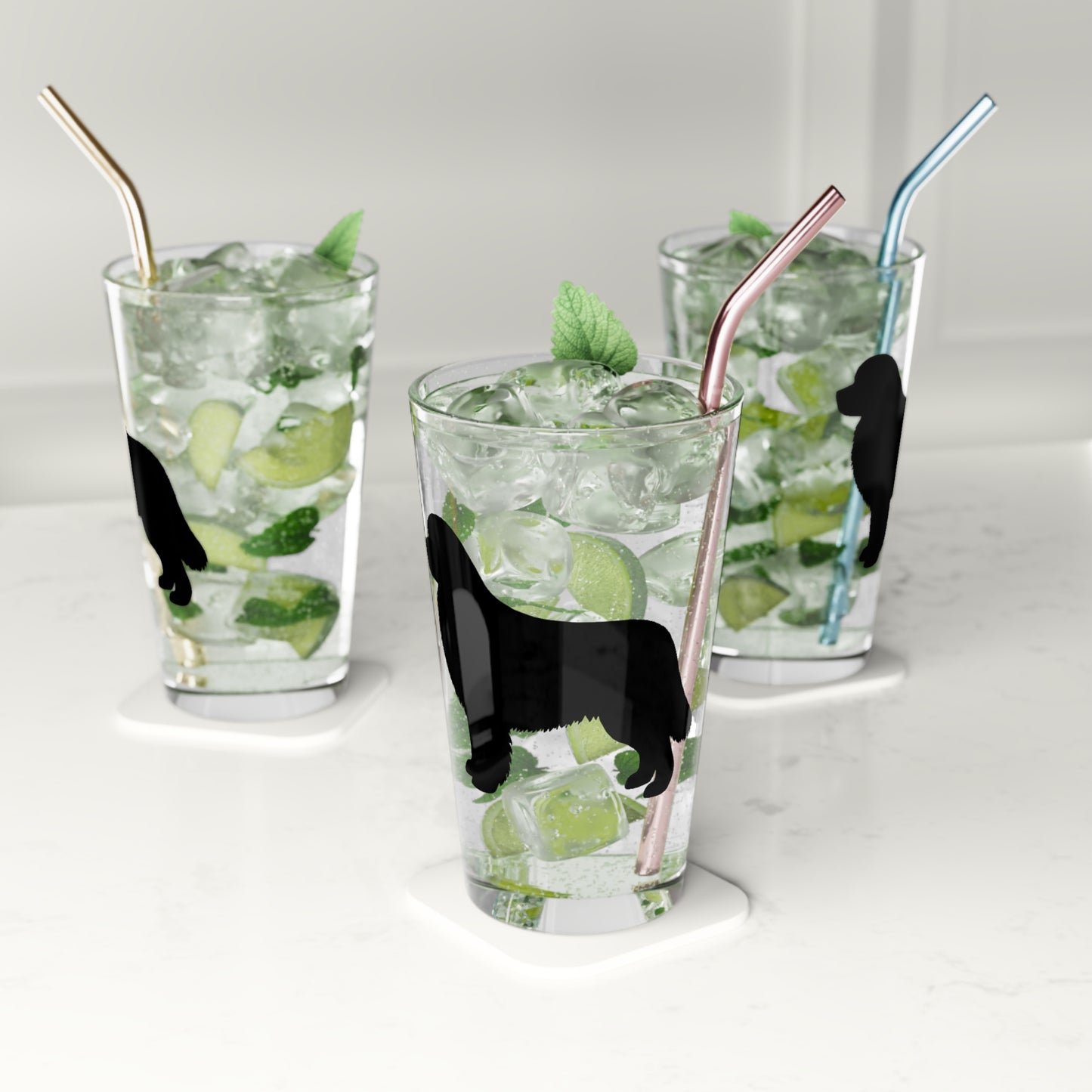 Newfie Silhouette Drinking Glass