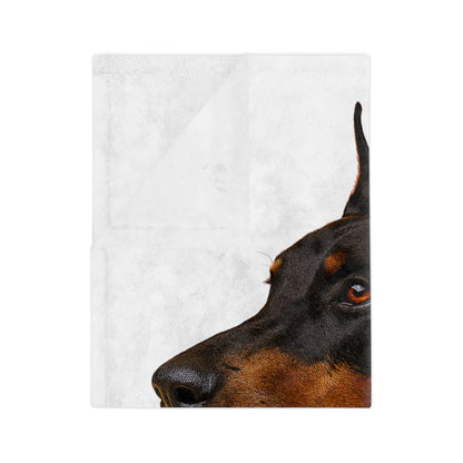 Doberman Head Velveteen Microfiber Blanket