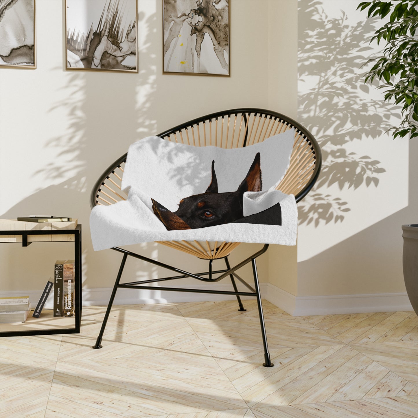 Doberman Head Velveteen Microfiber Blanket